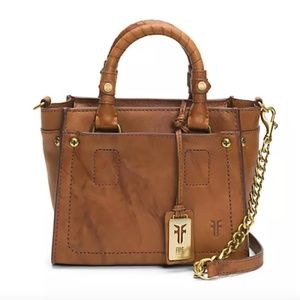 Frye Demi Mini Satchel Brown Leather Bag with crossbody straps